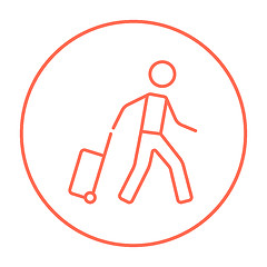 Image showing Man with suitcase line icon.