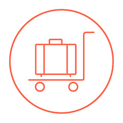 Image showing Luggage on trolley line icon.