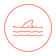 Image showing Dorsal shark fin above water line icon.