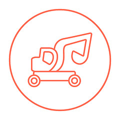 Image showing Excavator truck line icon.