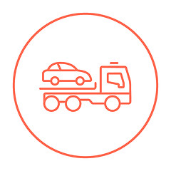 Image showing Car towing truck line icon.