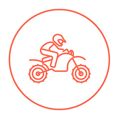 Image showing Man riding motocross bike line icon.