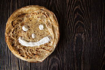 Image showing Fried tasty smiling pancakes 