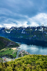 Image showing Beautiful Nature Norway Stegastein Lookout.