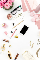 Image showing Still life of fashion woman, objects on white