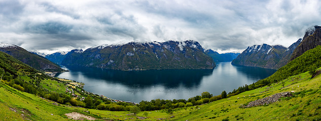 Image showing Beautiful Nature Norway Stegastein Lookout.