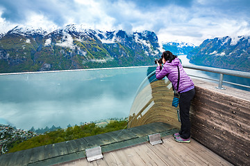 Image showing Nature photographer. Stegastein Lookout.