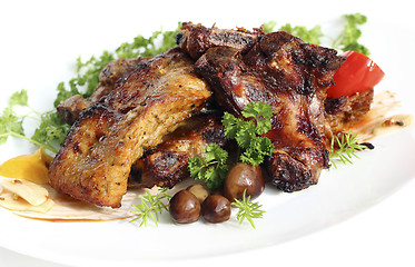 Image showing Grilled pork ribs