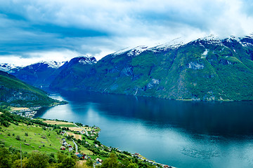 Image showing Beautiful Nature Norway Stegastein Lookout.