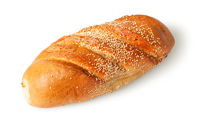 Image showing White long loaf with sesame seeds rotated