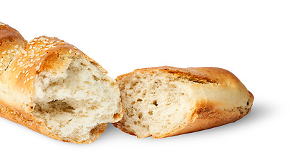 Image showing Two fresh French baguette piece