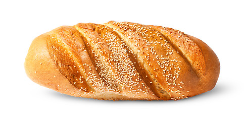 Image showing White long loaf with sesame seeds