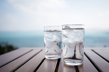 Image showing Glass of water at restaurant