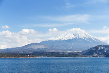 Image showing Mt. Fuji with Lake Motosu in Japan