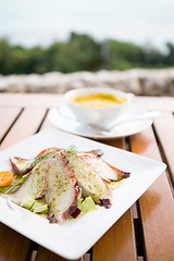 Image showing Appetizer, octopus sashimi and soup