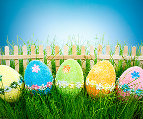 Image showing Decorated easter eggs