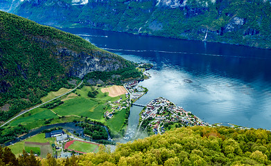 Image showing Beautiful Nature Norway Stegastein Lookout.