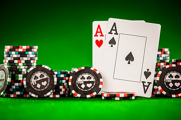 Image showing chips and two aces