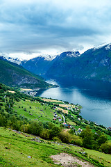 Image showing Beautiful Nature Norway Stegastein Lookout.