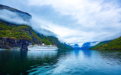 Image showing Beautiful Nature Norway Stegastein Lookout.