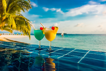 Image showing Cocktail near the swimming pool