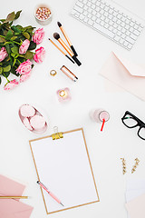 Image showing Still life of fashion woman, objects on white