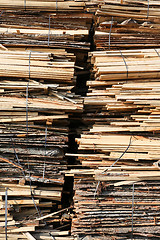 Image showing Stack of wooden planks