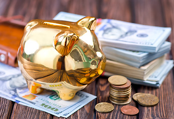 Image showing Piggy bank and money