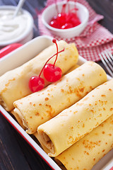 Image showing pancakes with cherry