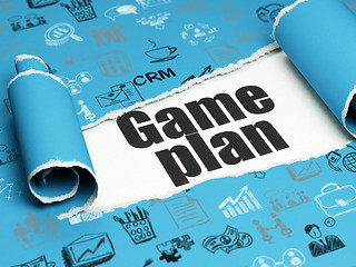 Image showing Business concept: black text Game Plan under the piece of  torn paper