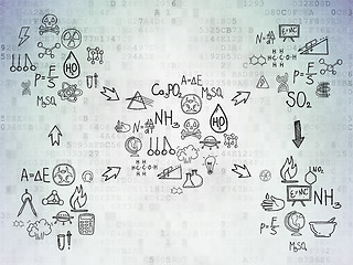 Image showing Digital background: Digital Paper with  Hand Drawn Science Icons