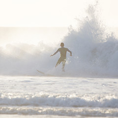 Image showing Surfer riding a big wave.