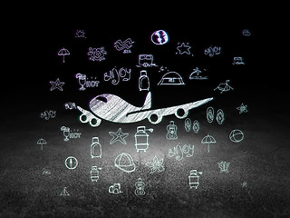 Image showing Tourism concept: Airplane in grunge dark room