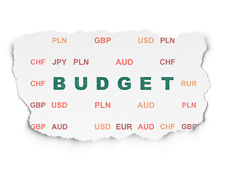 Image showing Currency concept: Budget on Torn Paper background