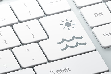 Image showing Vacation concept: Beach on computer keyboard background