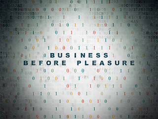 Image showing Finance concept: Business Before pleasure on Digital Paper background