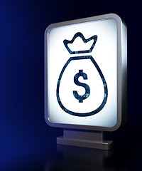 Image showing Currency concept: Money Bag on billboard background