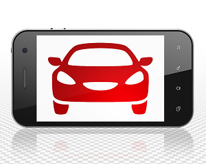 Image showing Vacation concept: Smartphone with Car on display