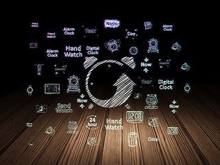 Image showing Time concept: Alarm Clock in grunge dark room