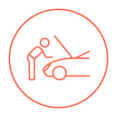 Image showing Man fixing car line icon.