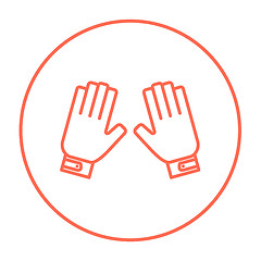 Image showing Motorcycle gloves line icon.