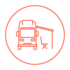 Image showing Motorhome with tent line icon.