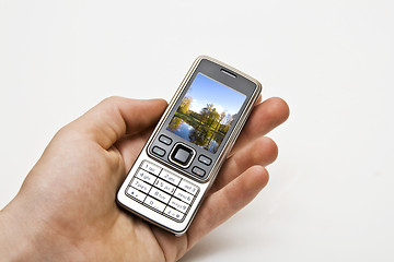 Image showing Mobile on a hand