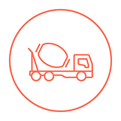 Image showing Concrete mixer truck line icon.