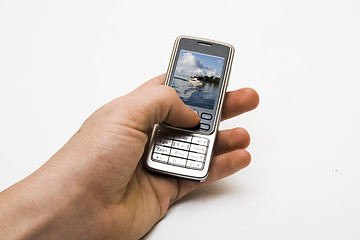 Image showing Mobile on a hand