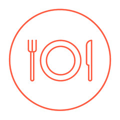 Image showing Plate with cutlery line icon.