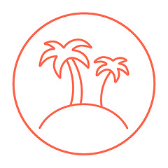 Image showing Two palm trees on island line icon.