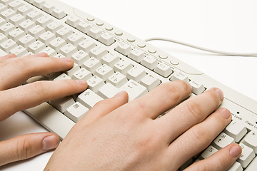 Image showing Hand on keyboard