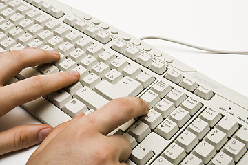 Image showing Hand on keyboard