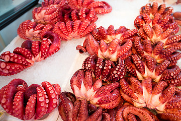 Image showing Red octopus at market
